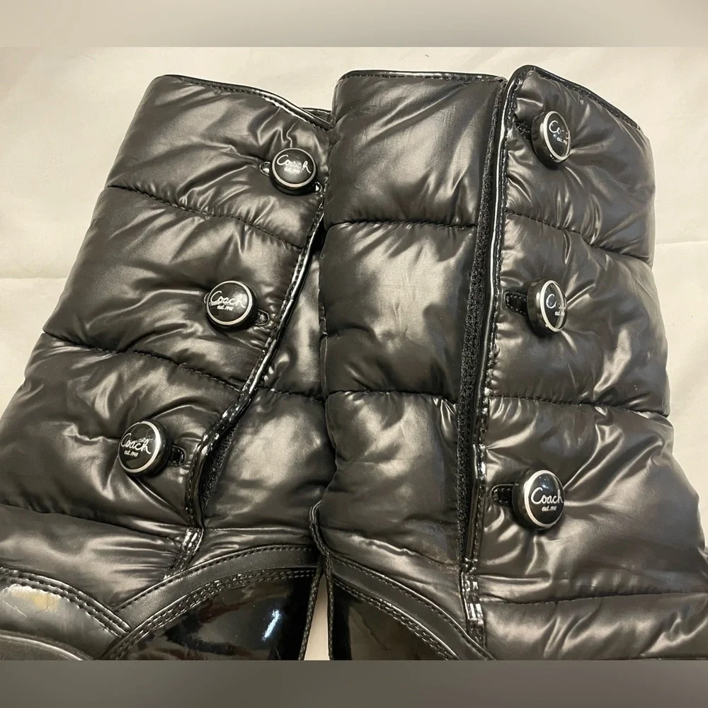 COACH POLINA BLACK NYLON PUFFER BOOTS SIZE 6B